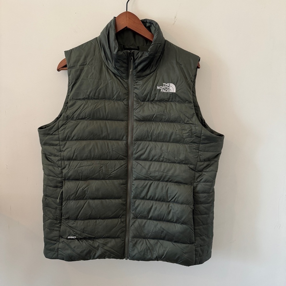 The North Face Womens 550 Olive Quilted Down Vest Size XL